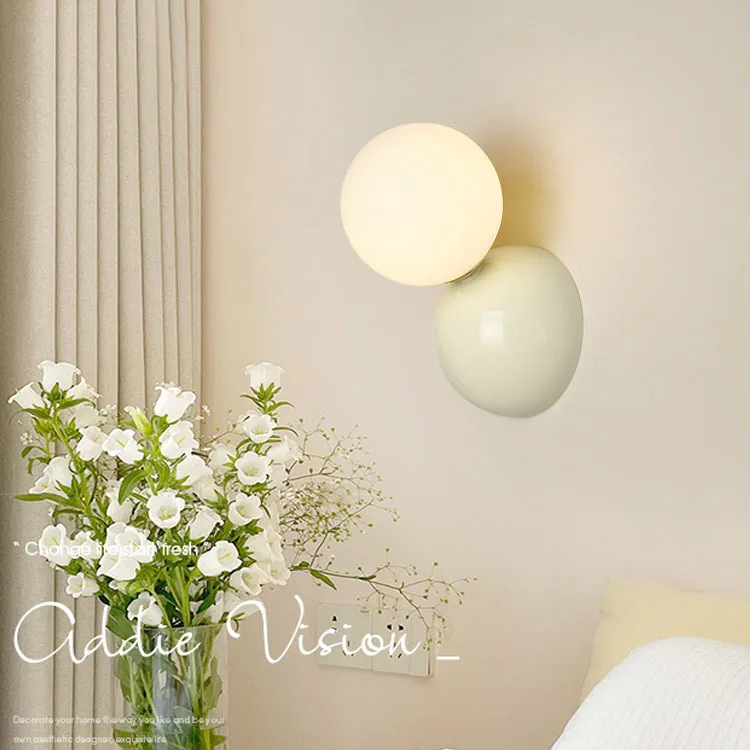 Прикроватная лампа для спальни в скандинавском кремовом стиле, креативный простой стеклянный настенный светильник для прихожей, декоративный светильник для телевизора в гостиной