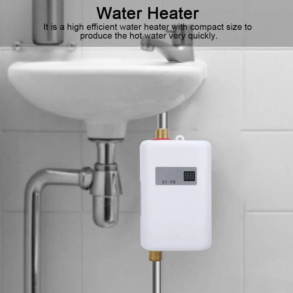 Проточный водонагреватель Мини-электрический проточный водонагреватель под раковиной с ЖК-дисплеем для мытья горячей и холодной воды на домашней кухне двойного назначения