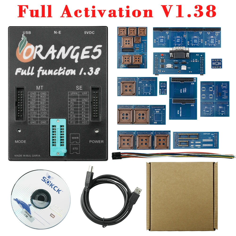 Профессиональное программирующее устройство Full Actived Orange 5 Super Pro V1.38 с полным набором адаптеров Orange5 Super Plus OBD2 Auto Programmer