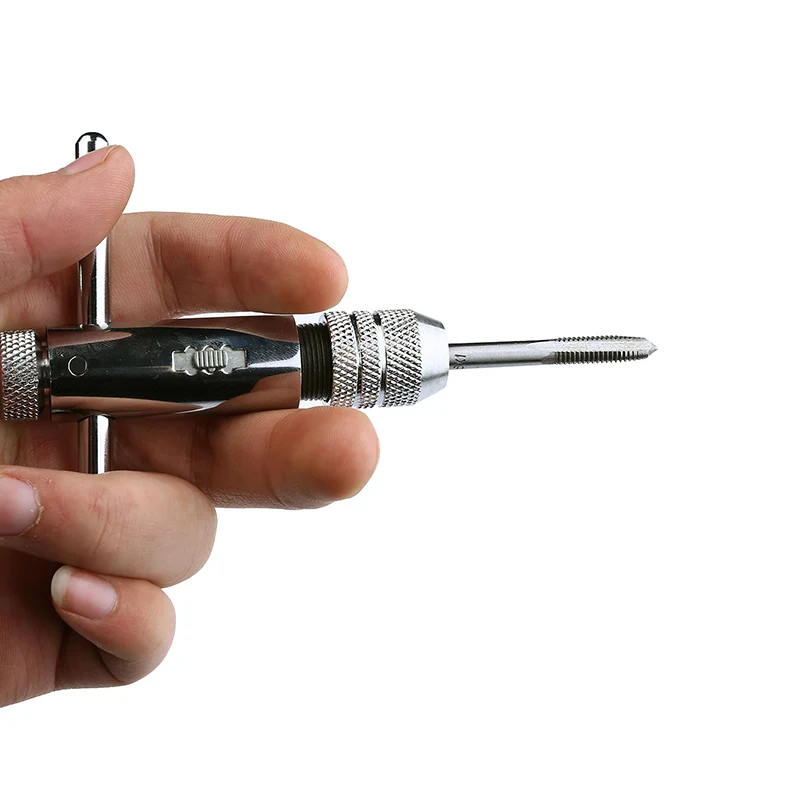 Регулируемый Серебристый Гаечный Ключ с Храповым Механизмом с Т-образной Ручкой с Резьбой M3-M8 3 мм-8 мм, Метрическая Заглушка Для Машинного Винта, Т-образный Метчик