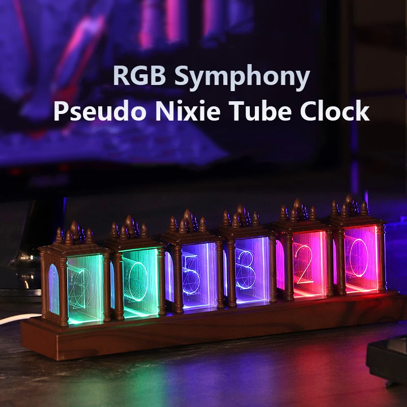 Светодиодные цифровые IPS ламповые часы Nixie RGB Symphony USB для настольного игрового компьютера, украшение для идеи подарка на день рождения