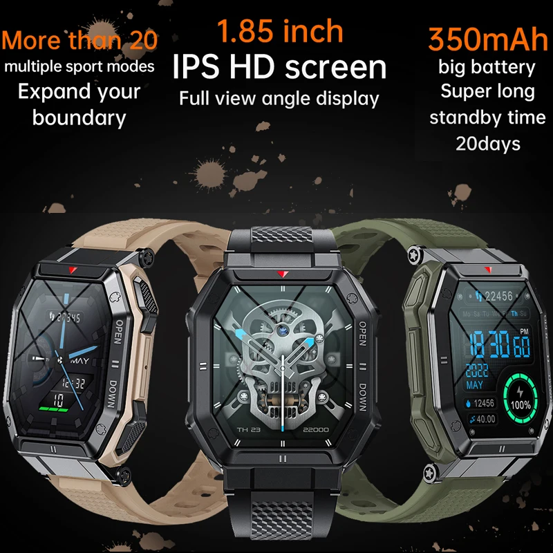 Смарт-часы мужские Bluetooth Smartwatch для монитора здоровья мужчин с квадратным экраном, водонепроницаемые часы для Android IOS с пользовательским циферблатом, горячая распродажа