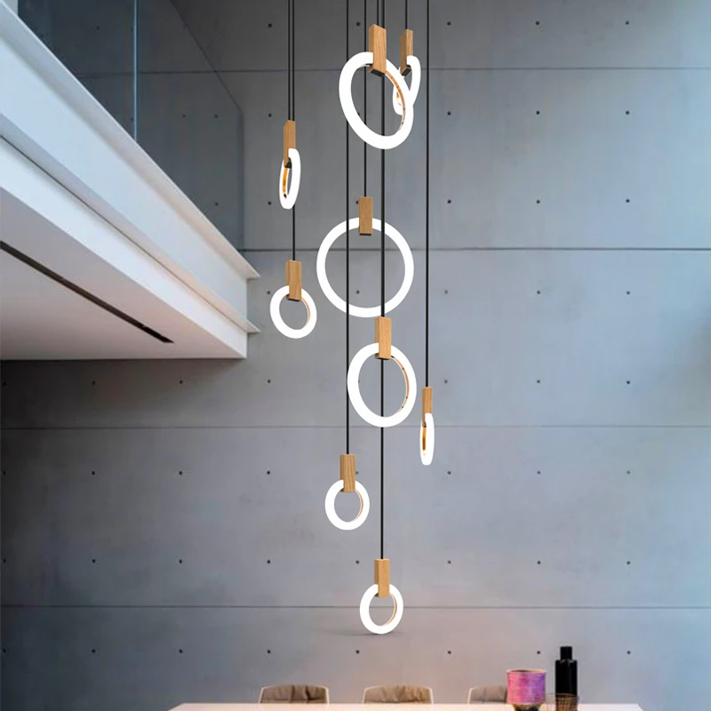 Современная креативная светодиодная деревянная люстра для гостиной, лампы для спальни, люстра в скандинавском стиле на чердаке, декоративная люстра для столовой