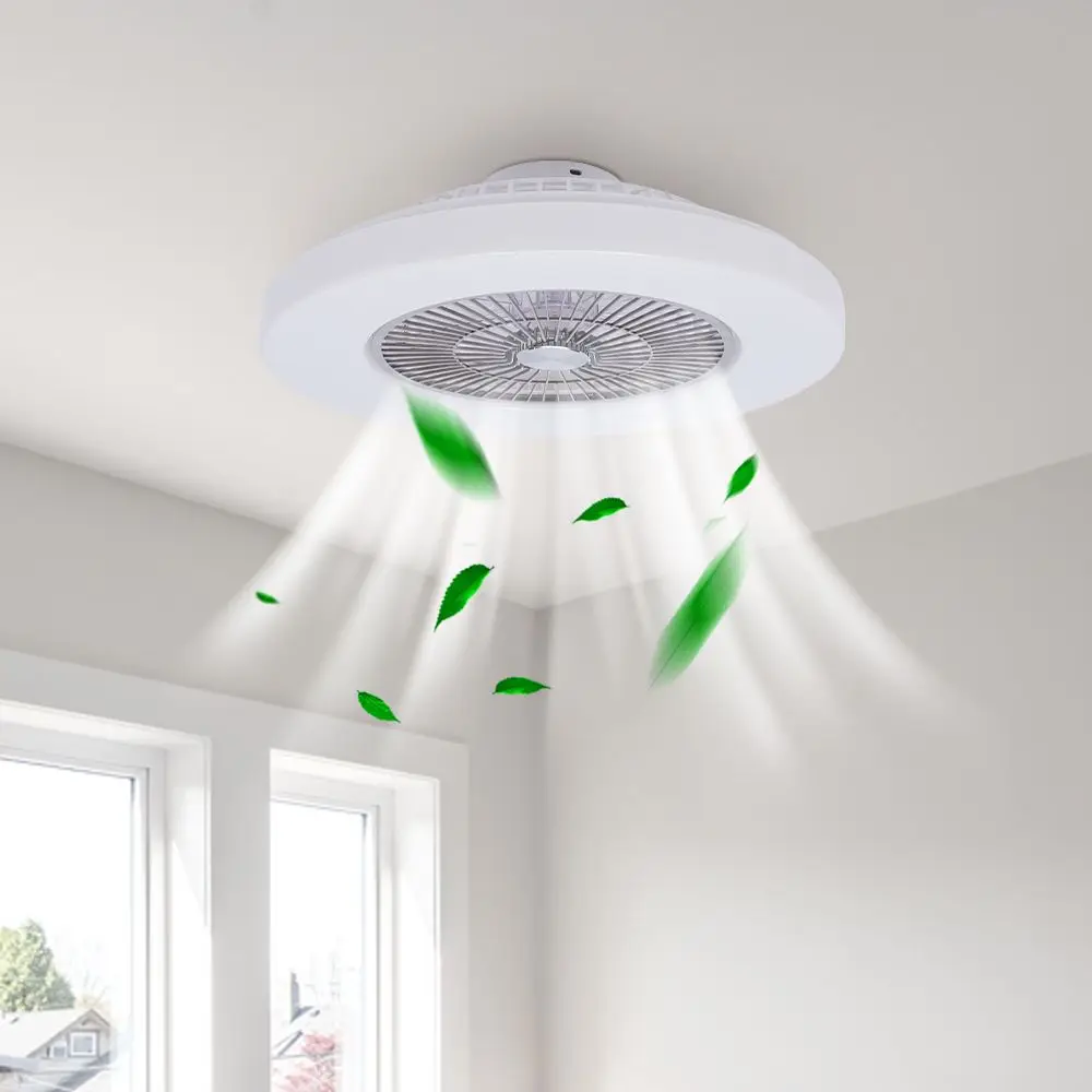 Современный Потолочный Вентилятор С Подсветкой LED Remote Sealing Fan Dimmable Flush Mount Room Decor Осветительный Прибор Для Гостиной Спальни