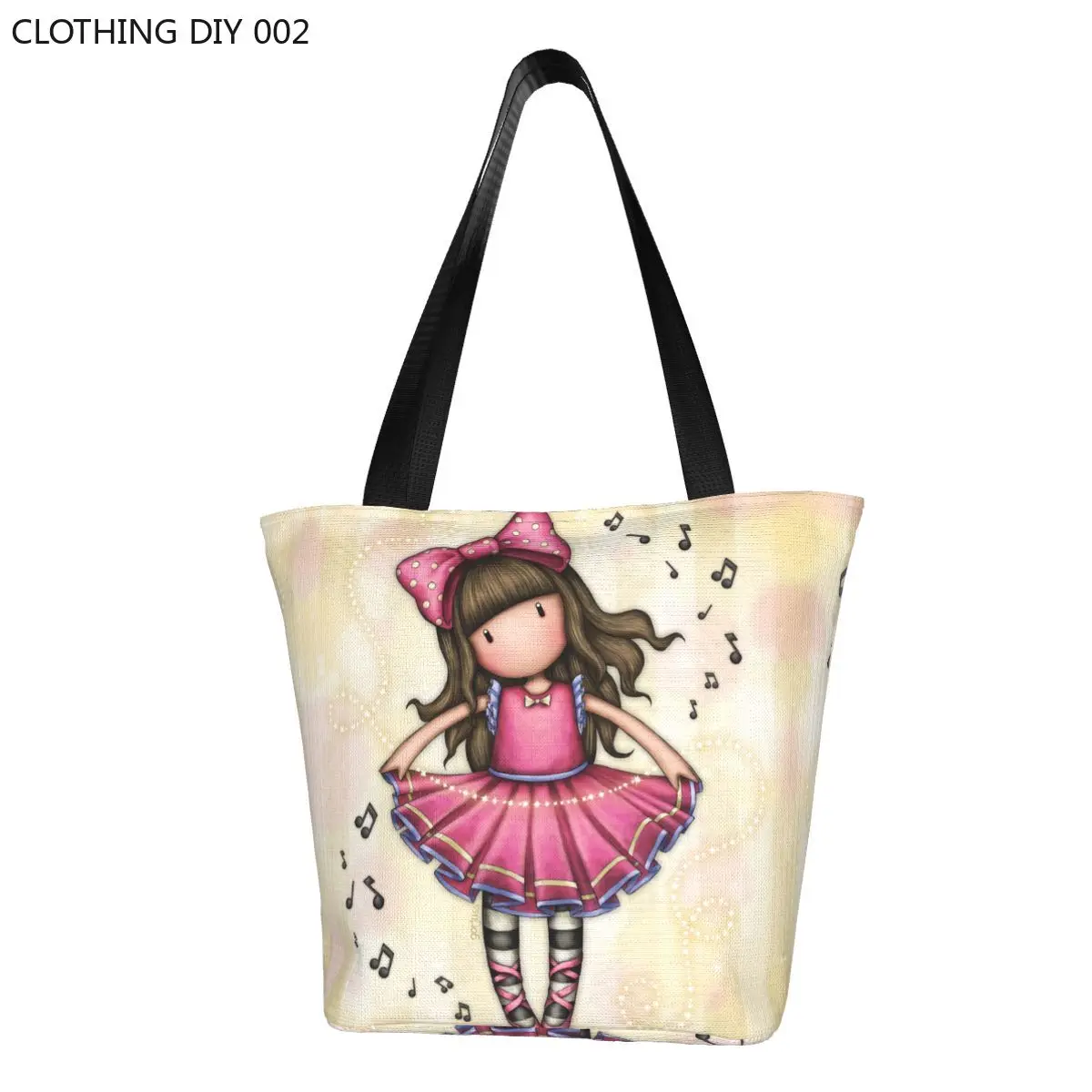 Сумка для покупок Santoro Gorjuss с милым рисунком мультяшной девочки-тоут, портативная холщовая сумка для покупок через плечо
