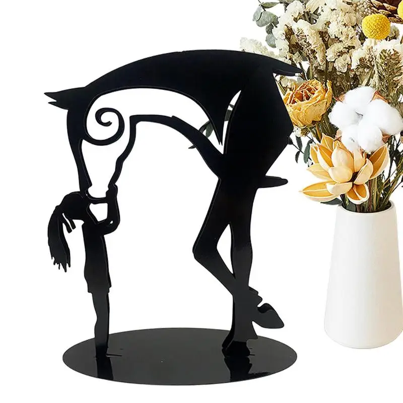 Украшения для лошадей Современная металлическая фигурка животного в деревенском стиле, черные настольные Статуэтки для дома, рабочего места, кабинета, Декоративная скульптура