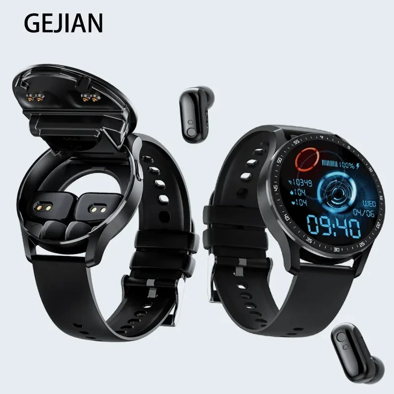 Умные часы с гарнитурой GEJIAN X7 TWS Two In One Wireless Bluetooth Dual Headset Call Здоровье, кровяное давление, спортивные музыкальные умные часы