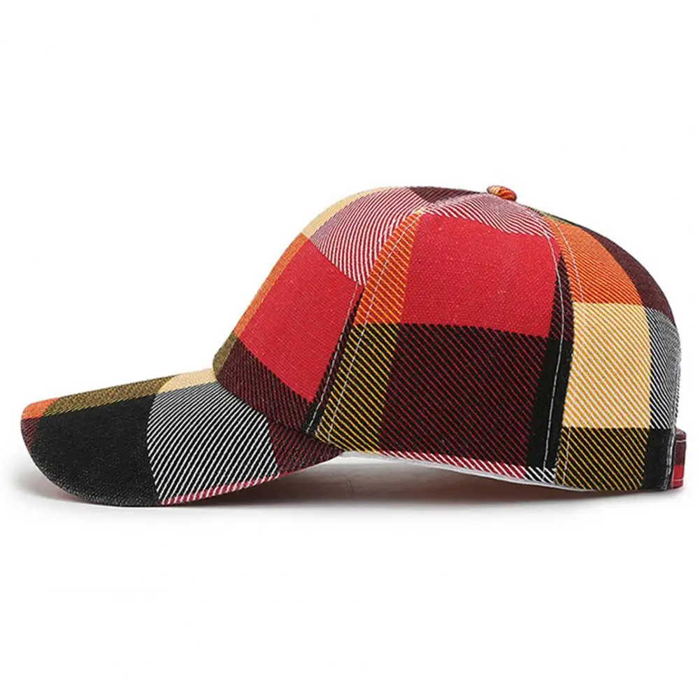 Уникальная спортивная шляпа С контрастной строчкой по цвету, Ветрозащитная Яркая клетчатая кепка с удобным козырьком, бейсбольная кепка для переодевания