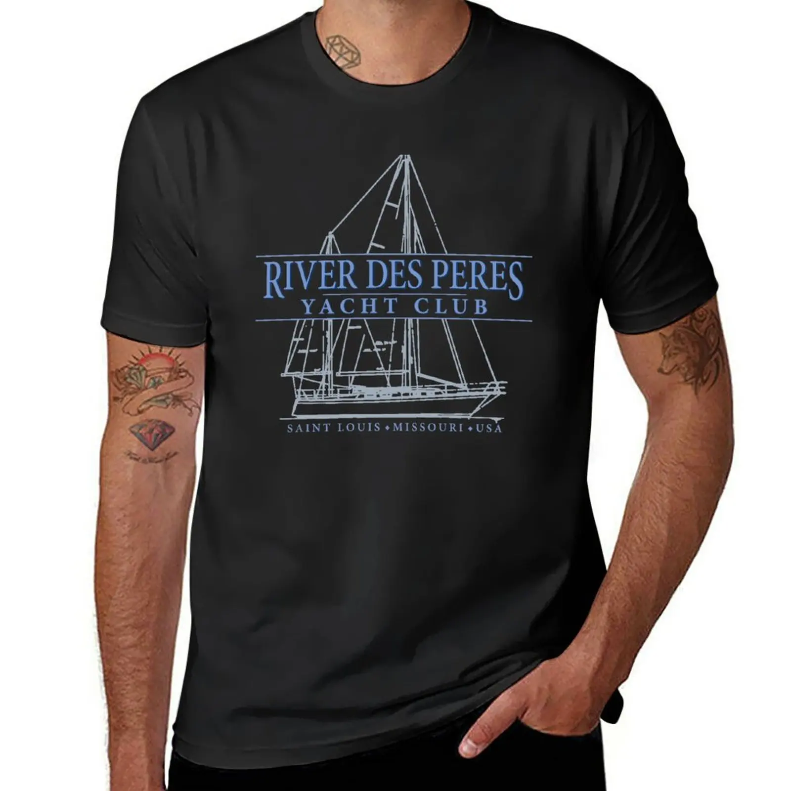 Футболка New River Des Peres Yacht Club, футболки с кошками, футболки-тройники, мужская футболка
