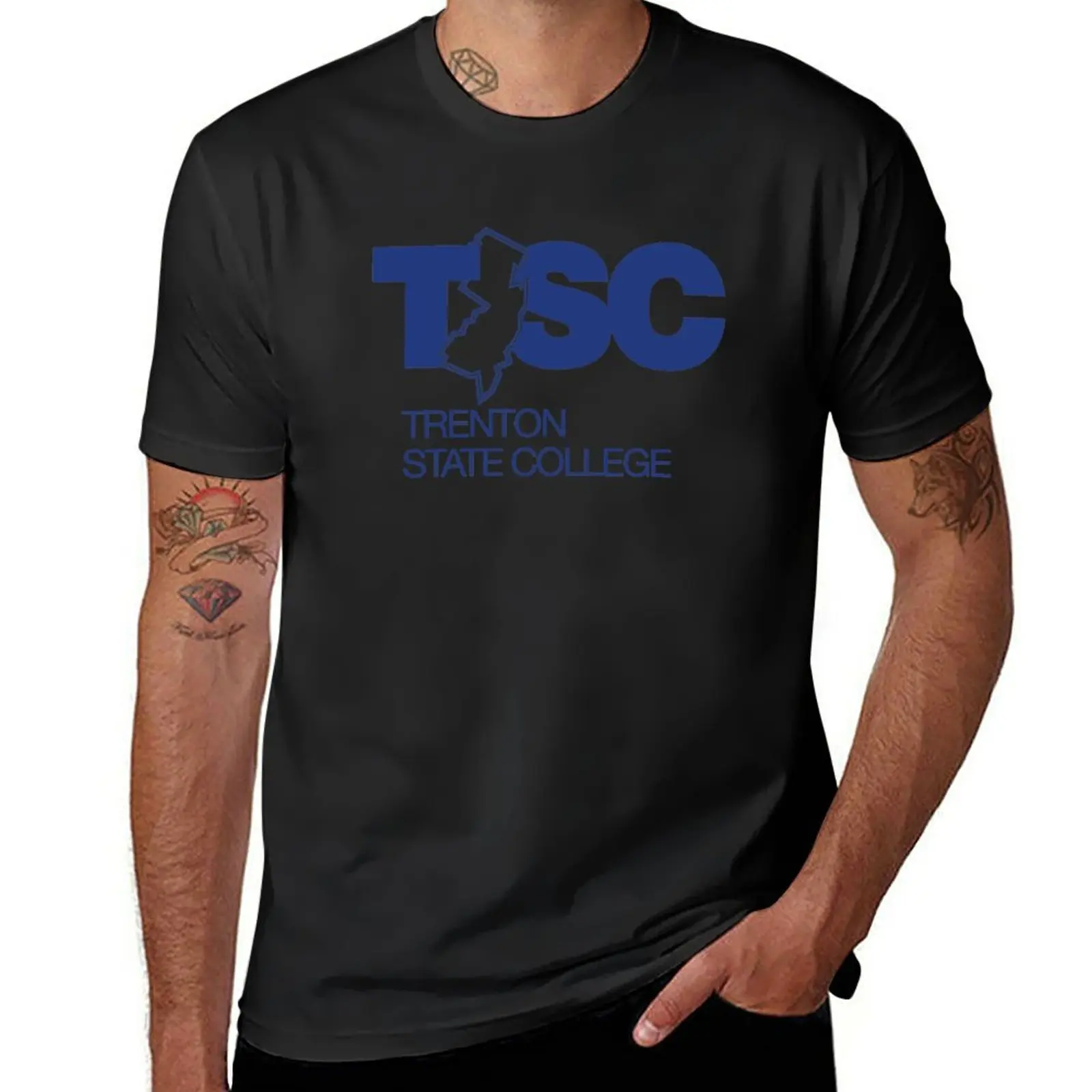Футболка с изображением государственного колледжа Трентона 1990-х годов, футболка оверсайз, милые топы, мужская одежда