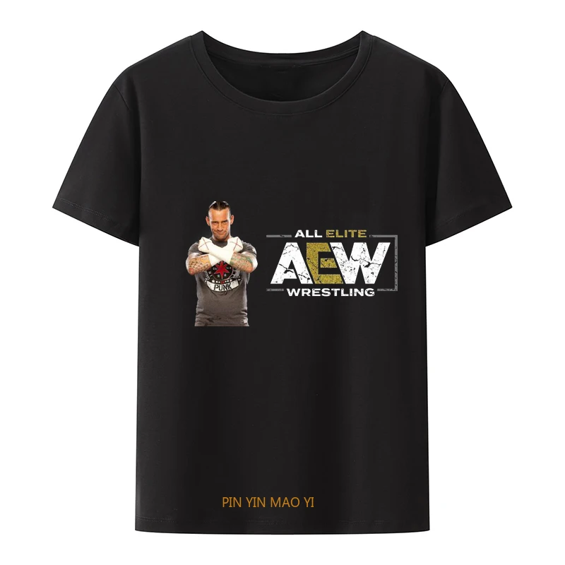 Футболка с логотипом AEW, Мужские футболки для американской борьбы, футболка Cm Punk W13, Летняя одежда для мужчин, Негабаритная одежда Kawaii
