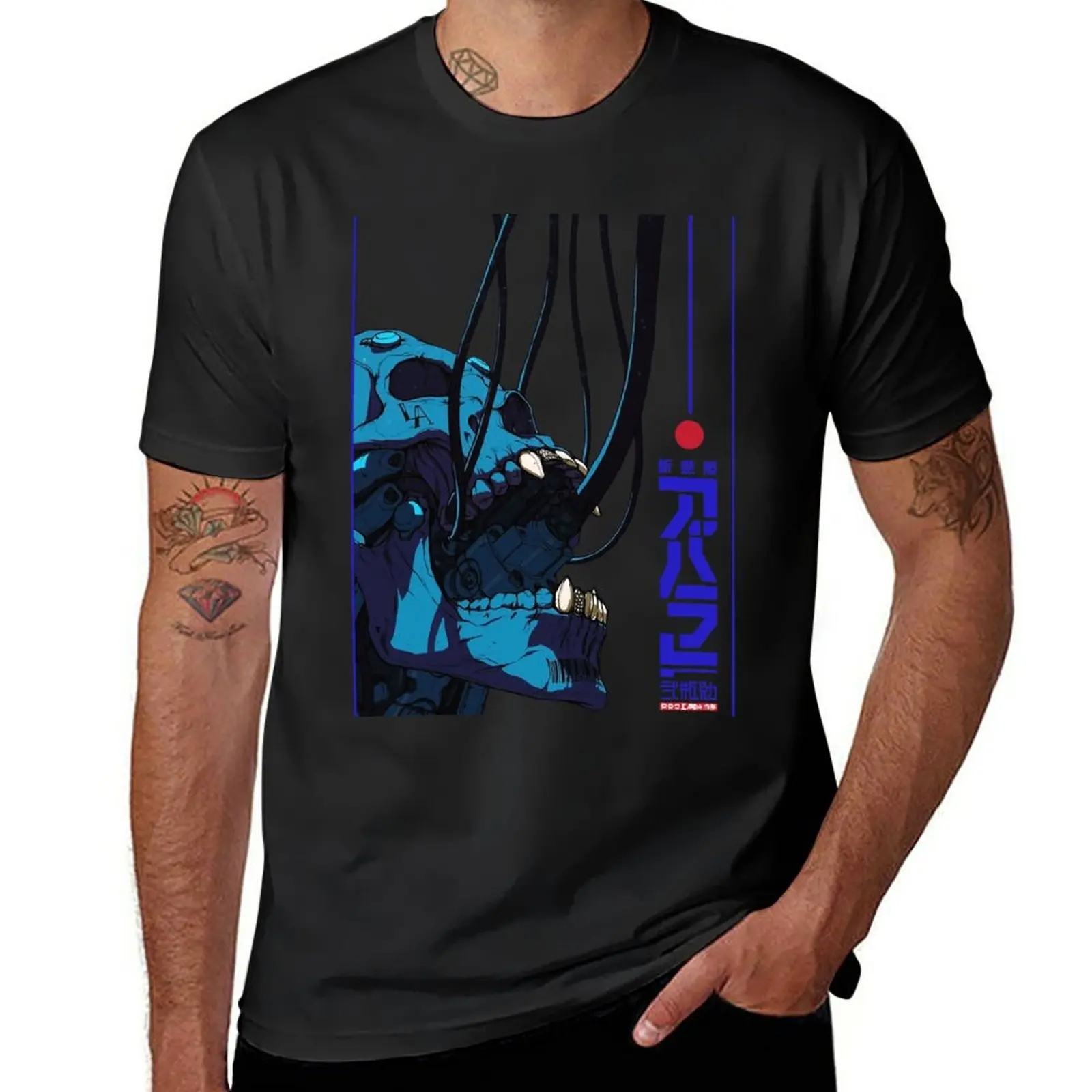 Футболка с черепом в стиле киберпанк Cyborg Vaporwave в городском стиле, мужские спортивные рубашки, обычная футболка, мужские графические футболки, комплект