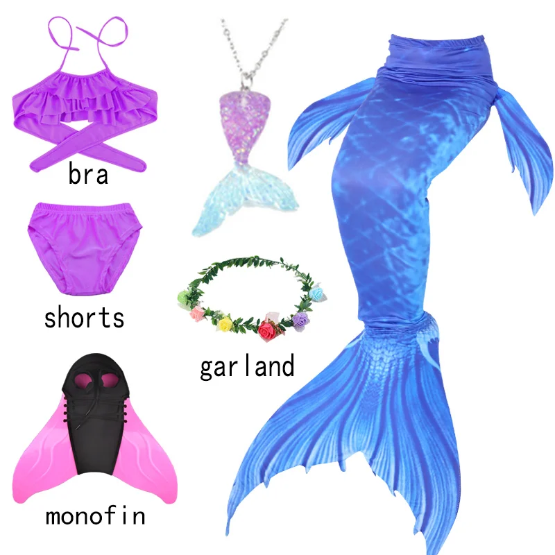 Хвосты русалки для девочек для пляжного купальника, косплей, купальный костюм с хвостами русалки, комплекты купальников для вечеринок с моноластами