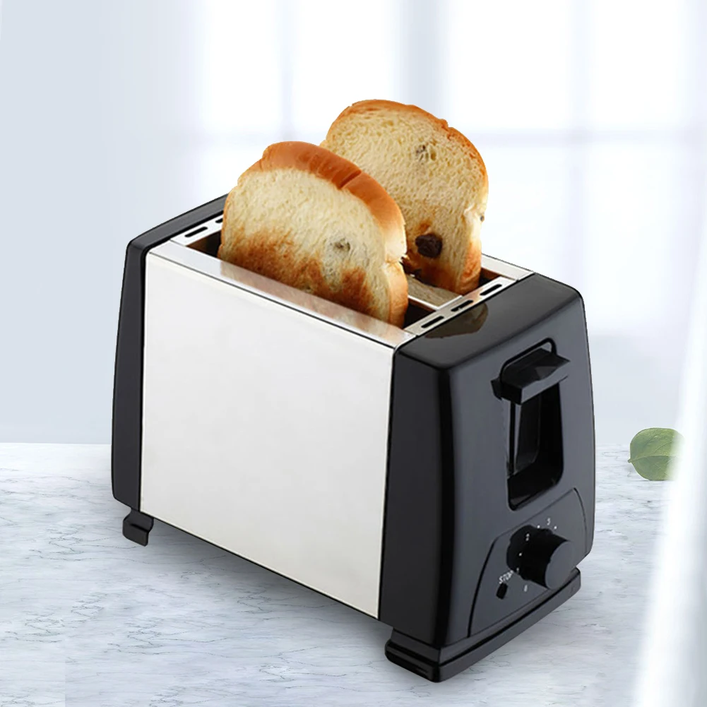 Хлебопечки на 2 ломтика Автоматический тостер для выпечки с двумя сторонами Широкий слот из нержавеющей стали 6 настроек для тостов Кухонные принадлежности для приготовления пищи