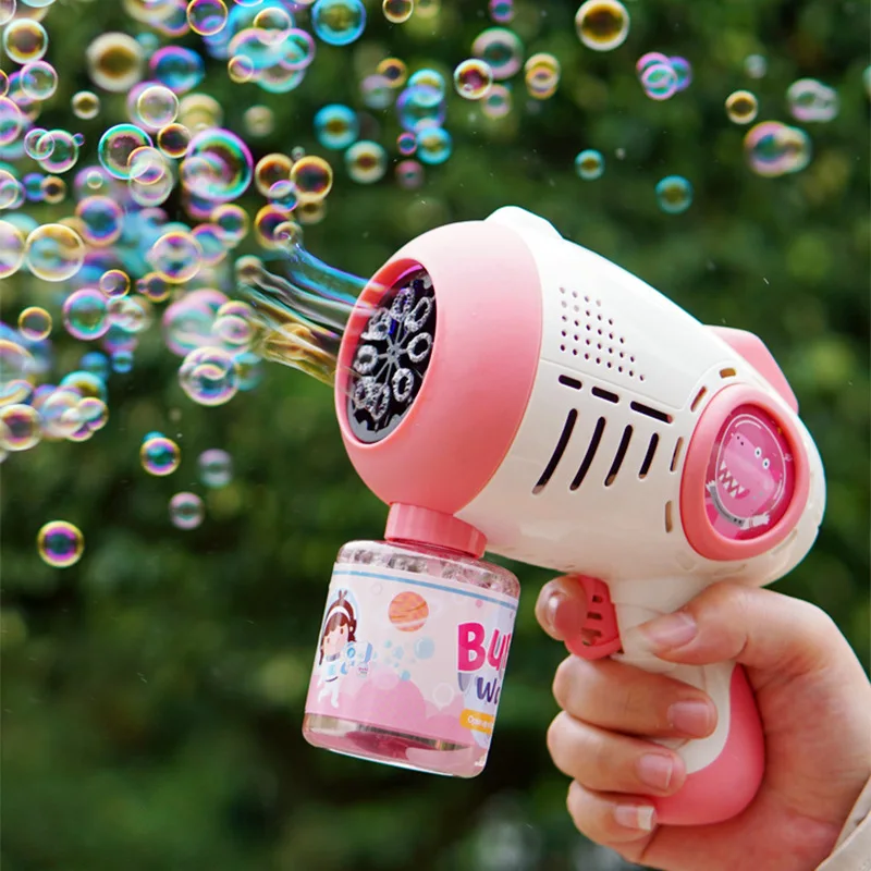 Чистая красная машина для пузырей, автоматическая взрывная электрическая пушка для пузырей Гатлинга, камера для парковки детских игрушек на открытом воздухе оптом