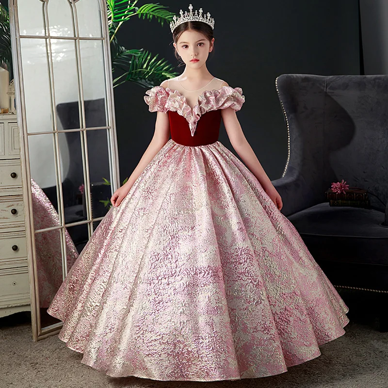 Шелковые атласные платья для маленьких девочек, элегантное свадебное платье-пачка для принцессы, одежда для крещения детей-подростков на день рождения